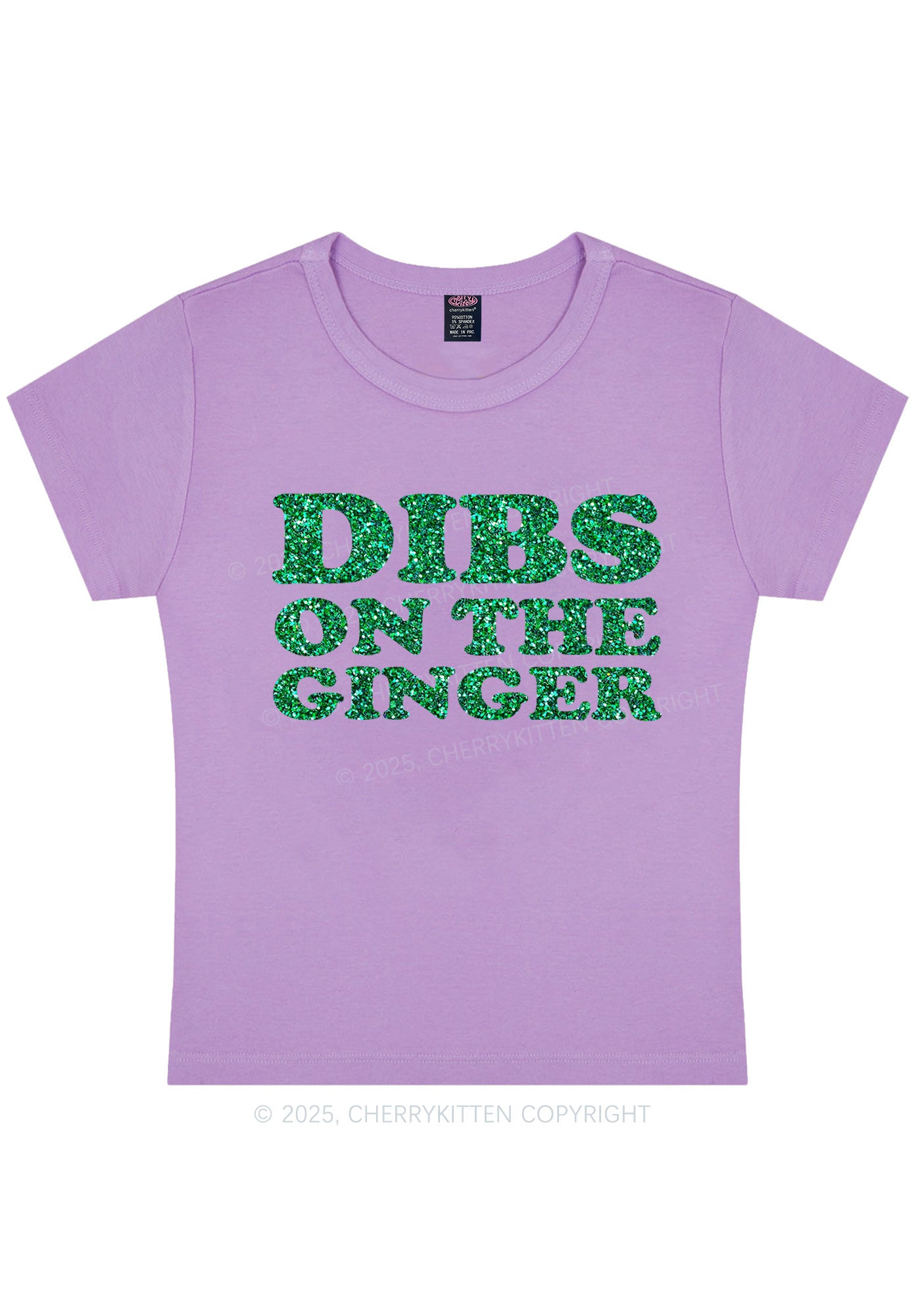 Glitter Dibs On The Ginger St Patricks Y2K Baby Tee Cherrykitten