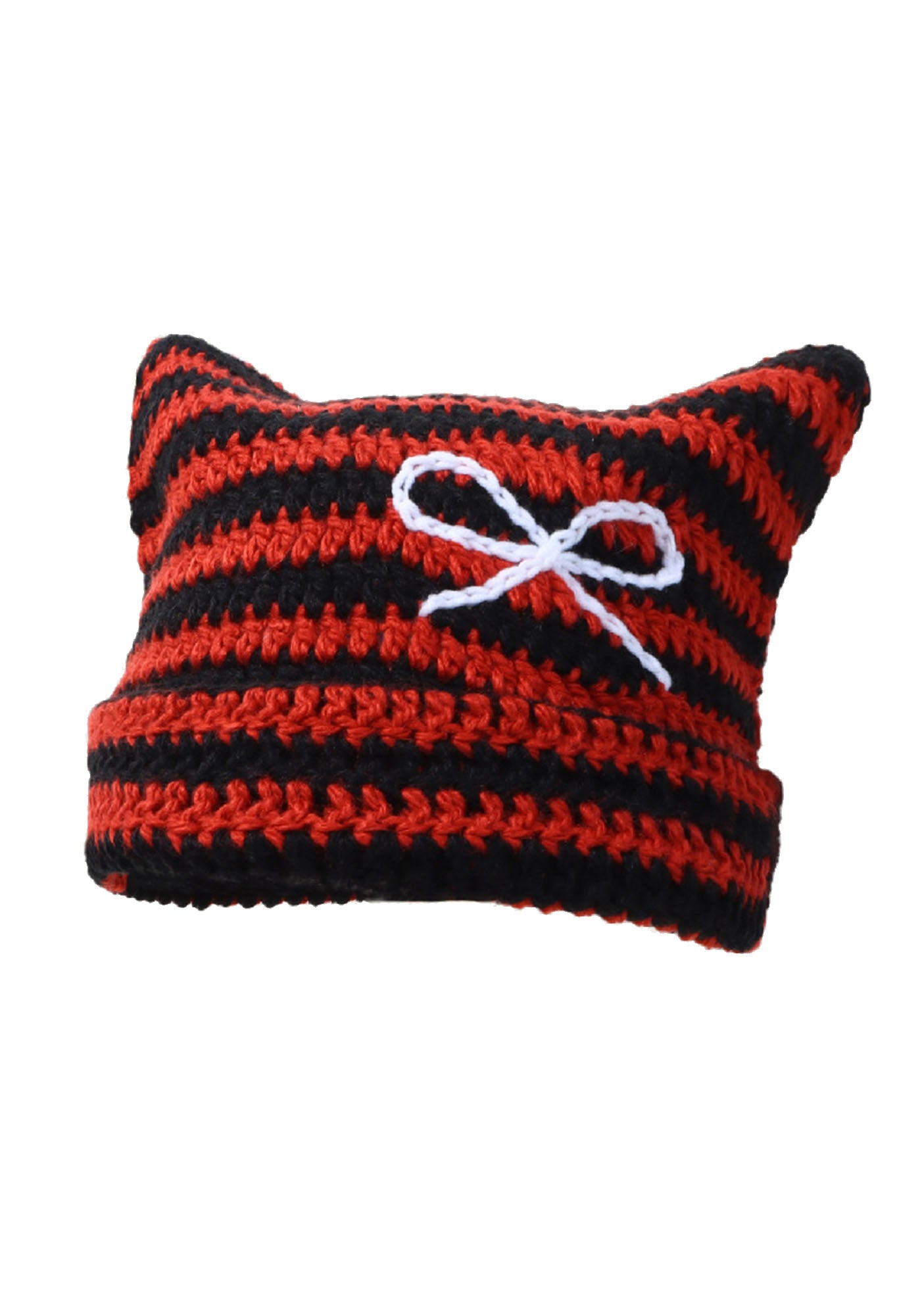 Bow Striped Knit Beanie Y2K Hat Cherrykitten