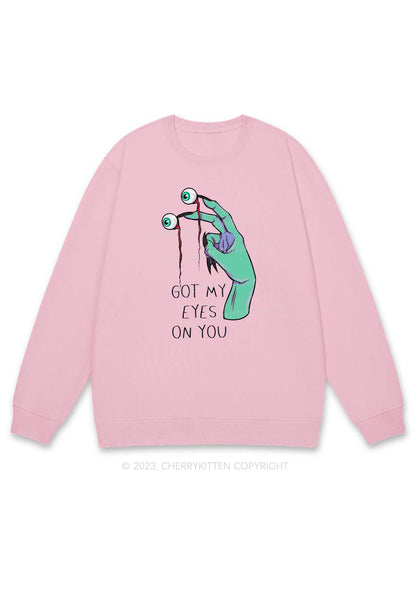 Got My Eyes On You Fingers Halloween Y2K Sweatshirt Cherrykitten