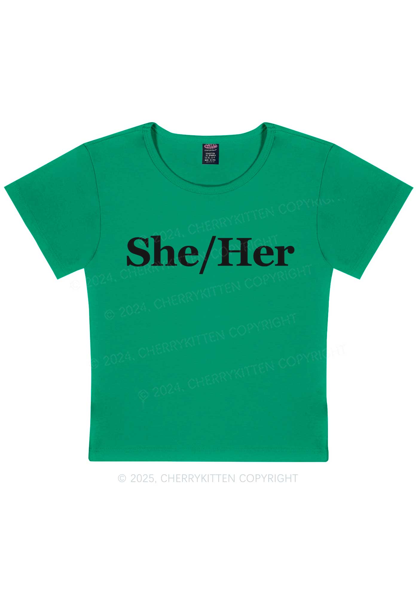 She Or Her Y2K Baby Tee Cherrykitten