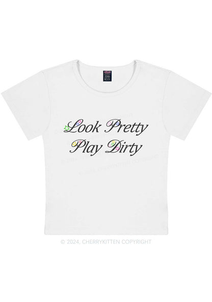 Curvy Look Pretty Play Dirty Y2K Baby Tee Cherrykitten