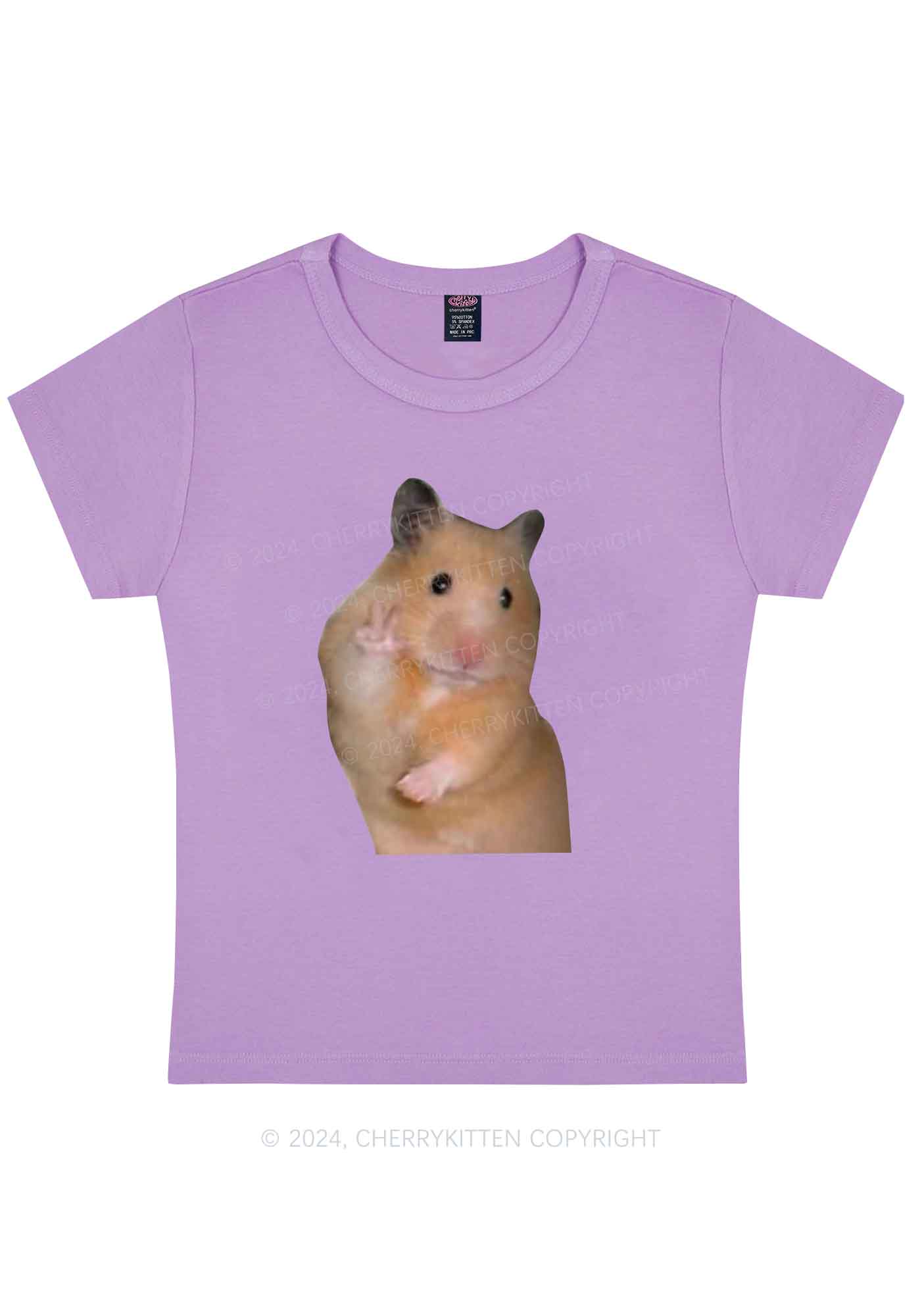 Curvy Peace Hamster Y2K Baby Tee Cherrykitten