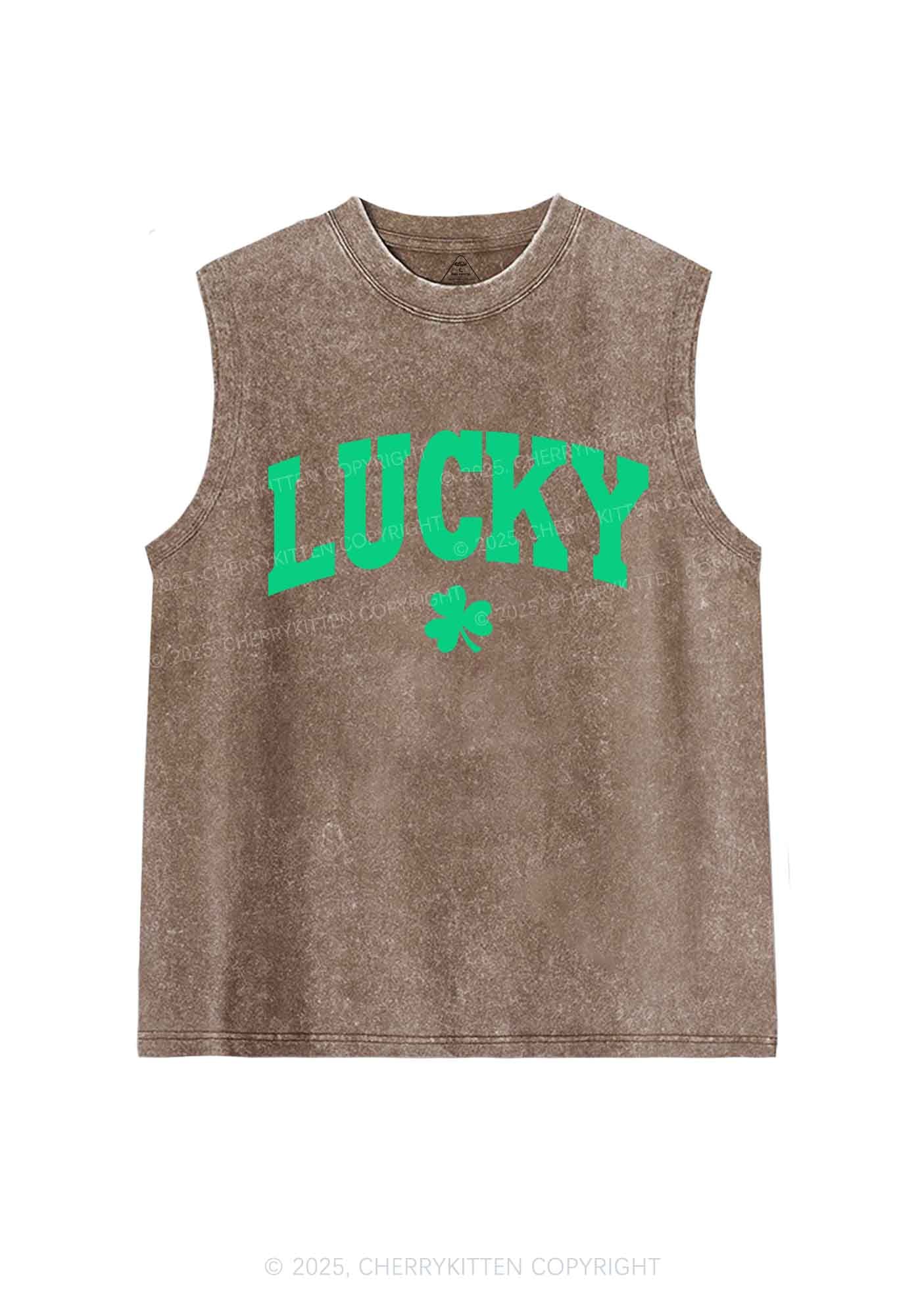 Lucky Shamrock St Patricks Y2K Washed Tank Cherrykitten