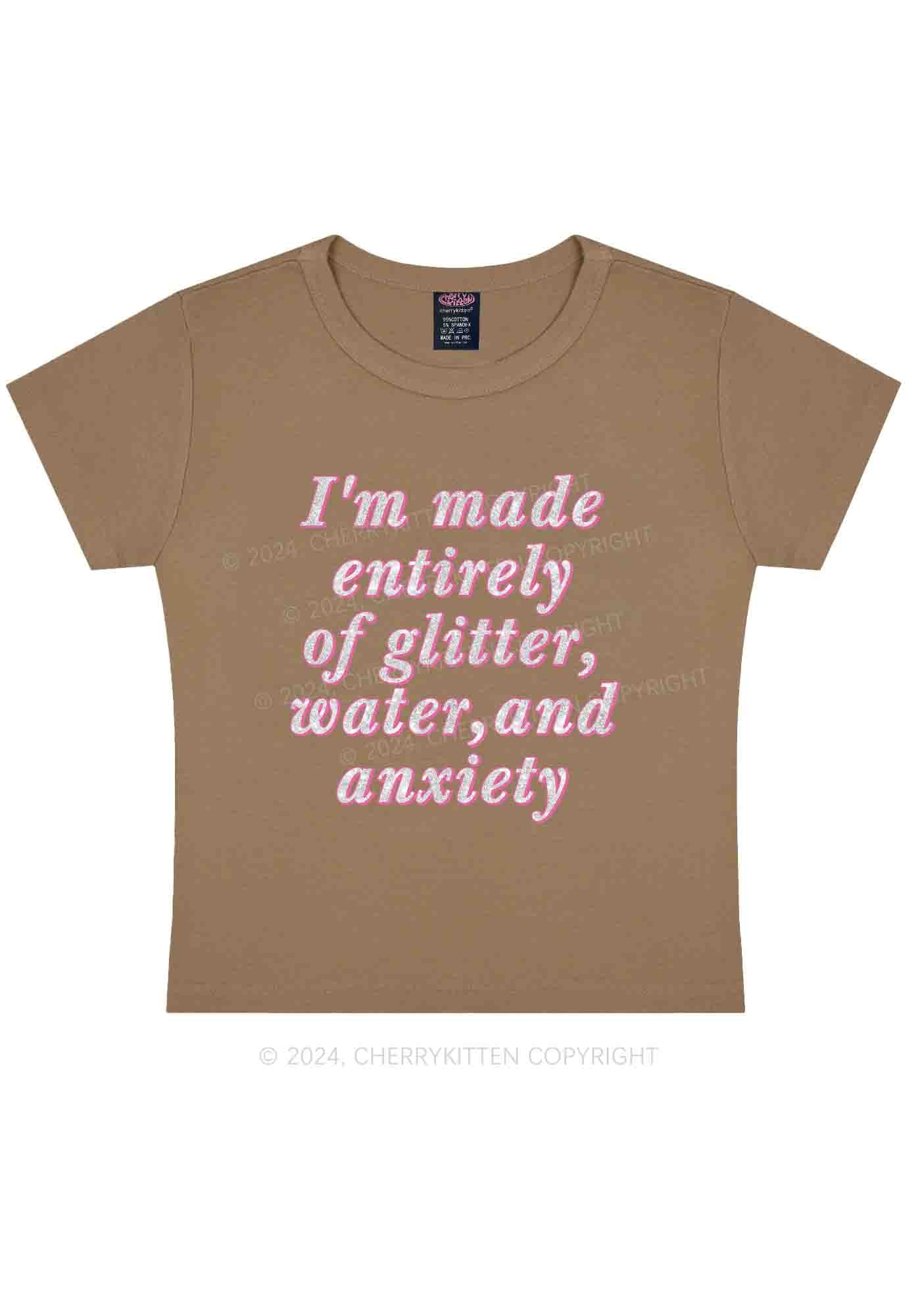 Glitter Water And Anxiety Y2K Baby Tee Cherrykitten