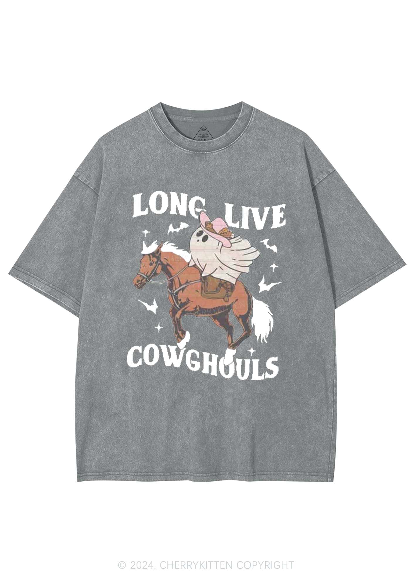 Halloween Long Live Cowghouls Y2K Washed Tee Cherrykitten