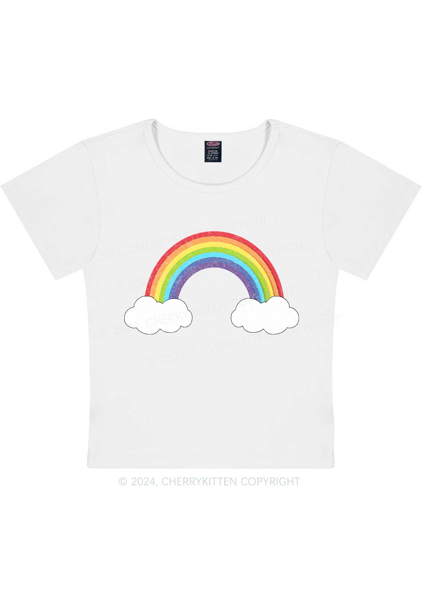 Rainbow Cloud Y2K Baby Tee Cherrykitten