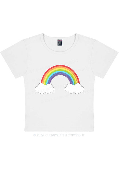 Curvy Rainbow Cloud Y2K Baby Tee Cherrykitten