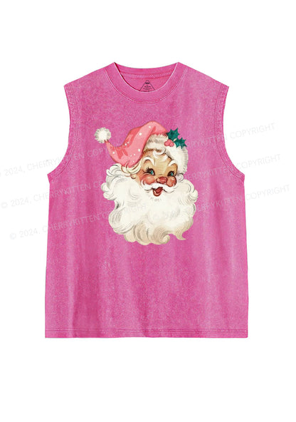 Christmas Pink Santa Y2K Washed Tank Cherrykitten