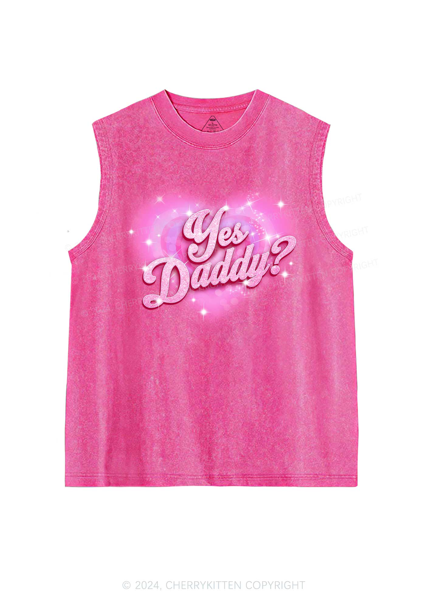 Pink Yes Daddy Y2K Valentine's Day Washed Tank Cherrykitten