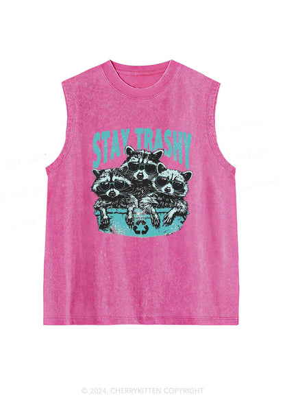 Stay Trashy Raccoons Y2K Washed Tank Cherrykitten