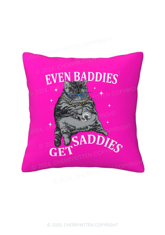 Even Baddies Get Saddies Y2K Throw Pillow Cover Cherrykitten