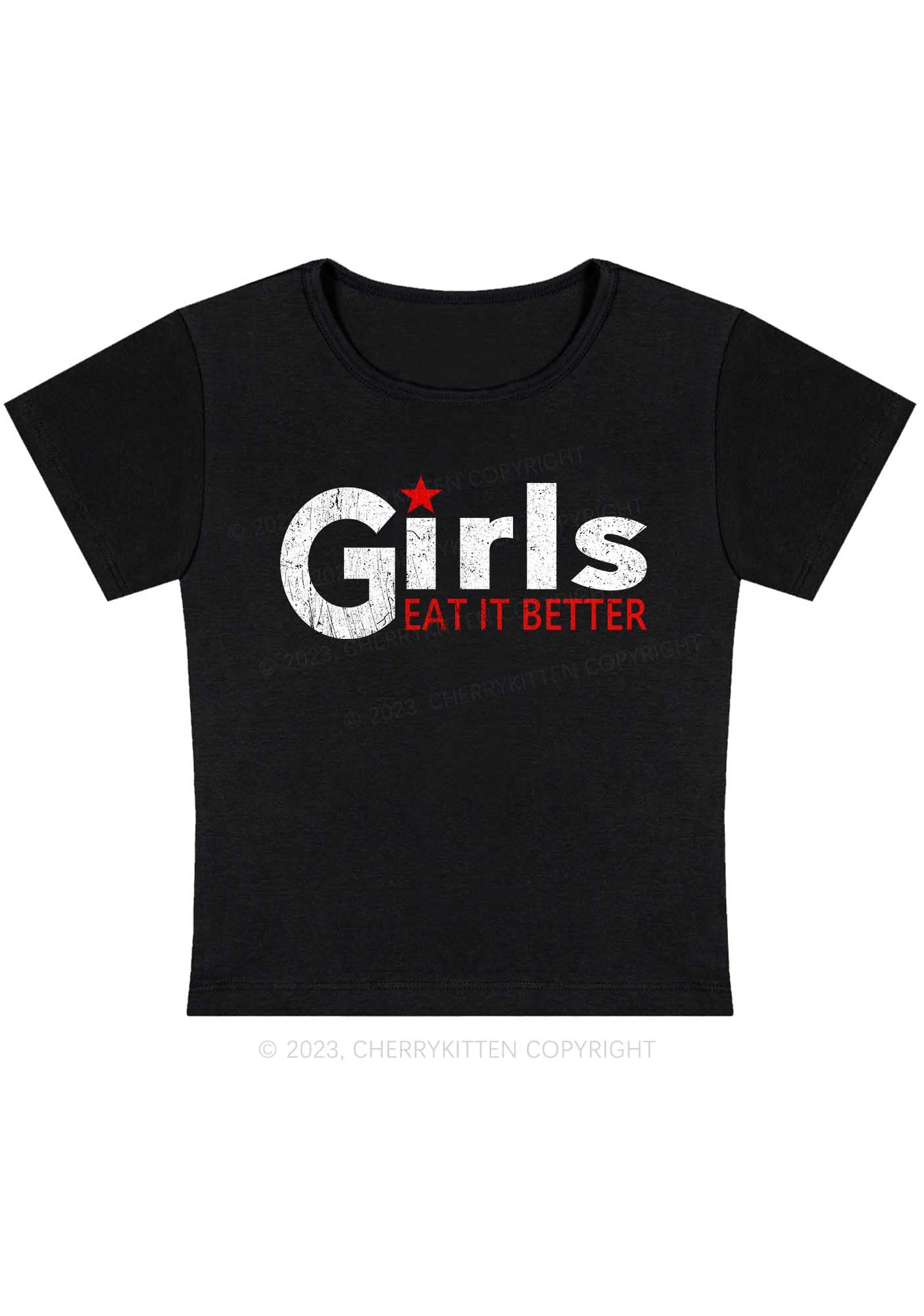 Girls Eat It Better Y2K Baby Tee Cherrykitten