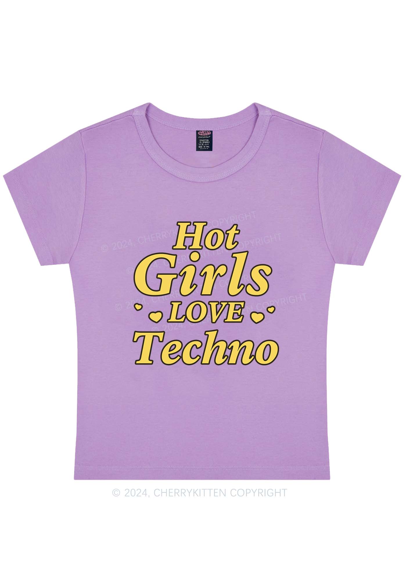 Hot Girls Love Techno Y2K Baby Tee Cherrykitten