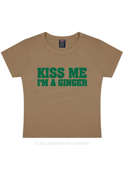 Kiss Me Im Ginger St Patricks Y2K Baby Tee Cherrykitten