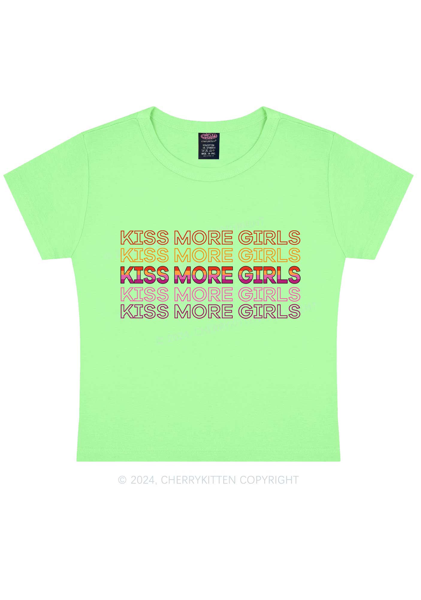 Kiss More Girls Y2K Baby Tee Cherrykitten