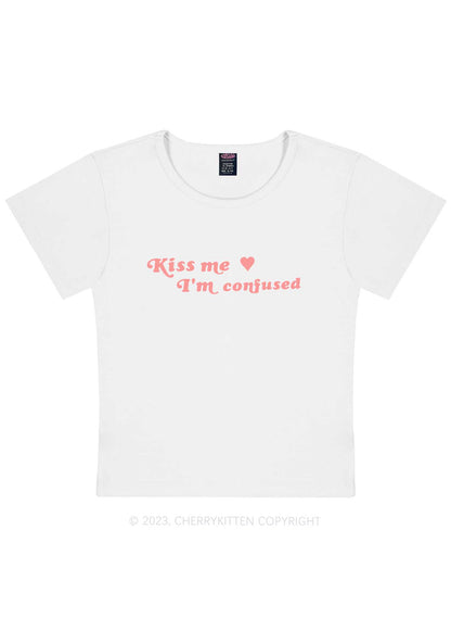 Curvy Kiss Me I'm Confused Y2K Baby Tee Cherrykitten