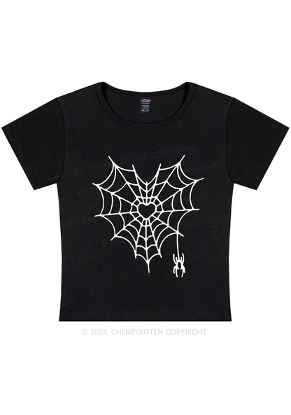 Heart Spider Web Y2K Valentine's Day Baby Tee Cherrykitten