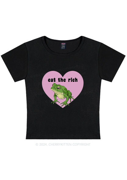 Eat The Rich Frog Y2K Baby Tee Cherrykitten