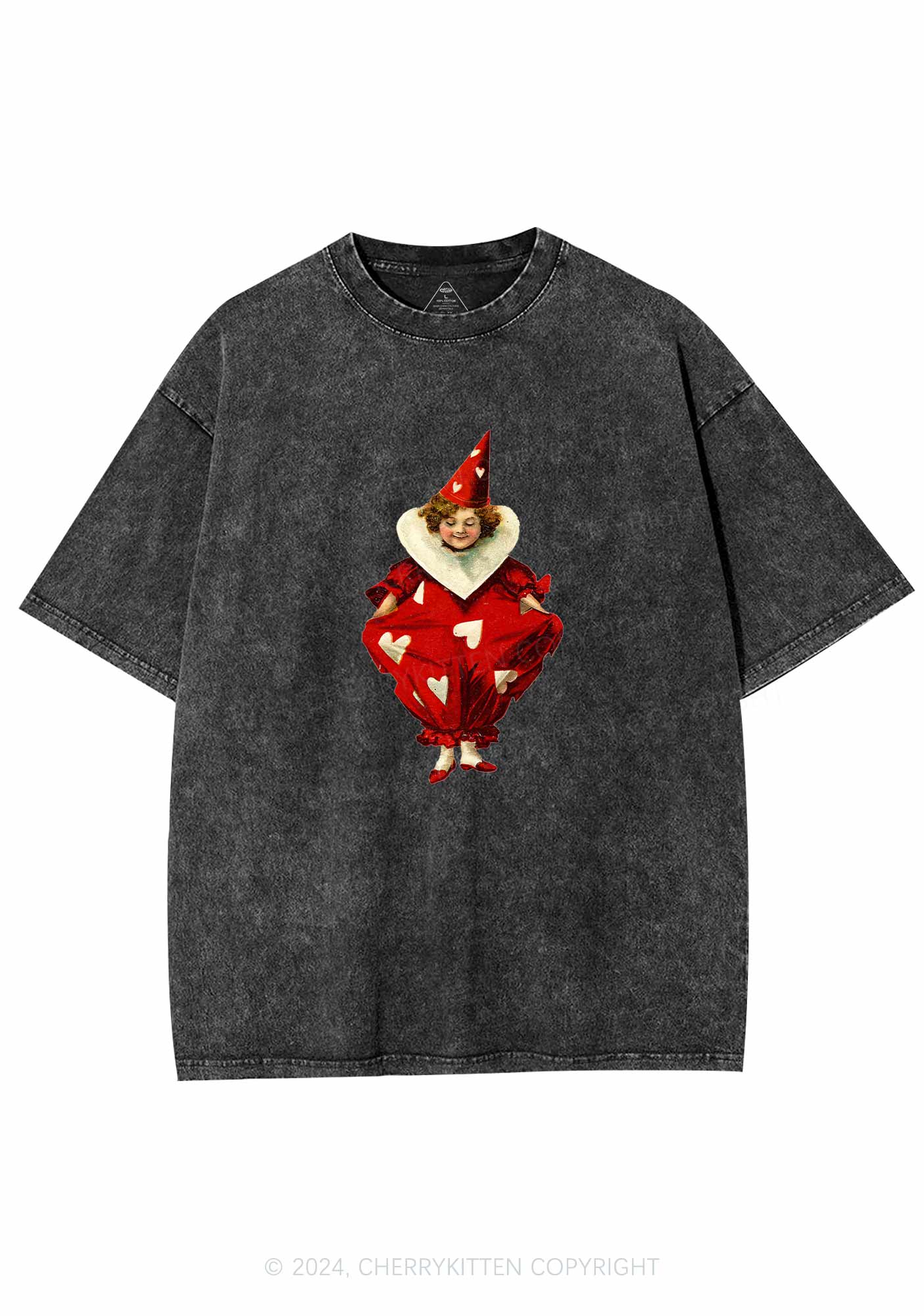 Heart Jester Y2K Valentine's Day Washed Tee Cherrykitten