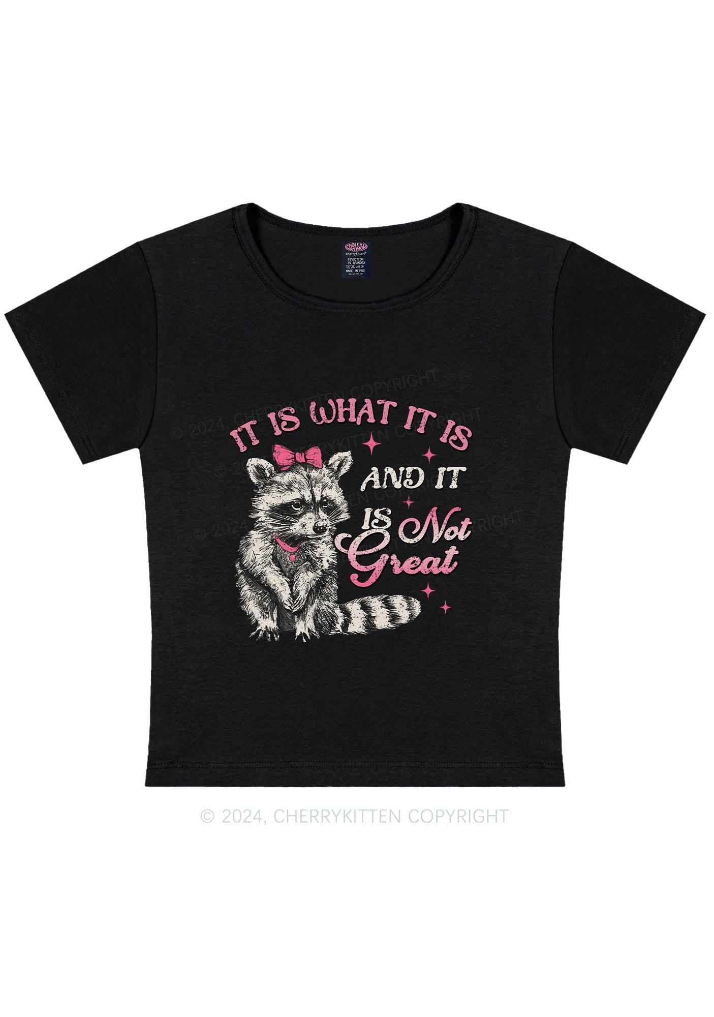 Not Great Raccoon Y2K Baby Tee Cherrykitten