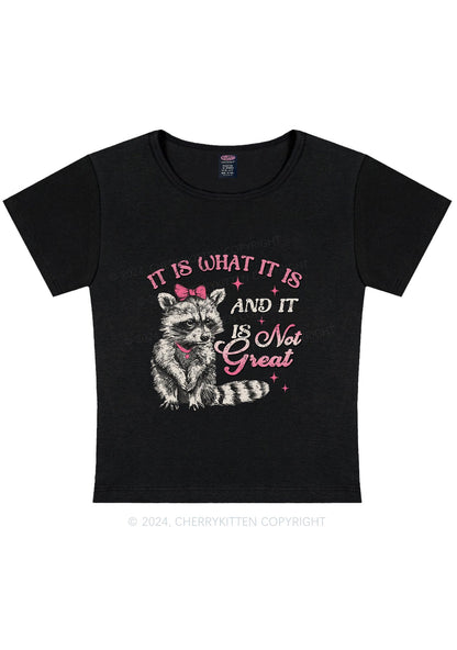 Not Great Raccoon Y2K Baby Tee Cherrykitten