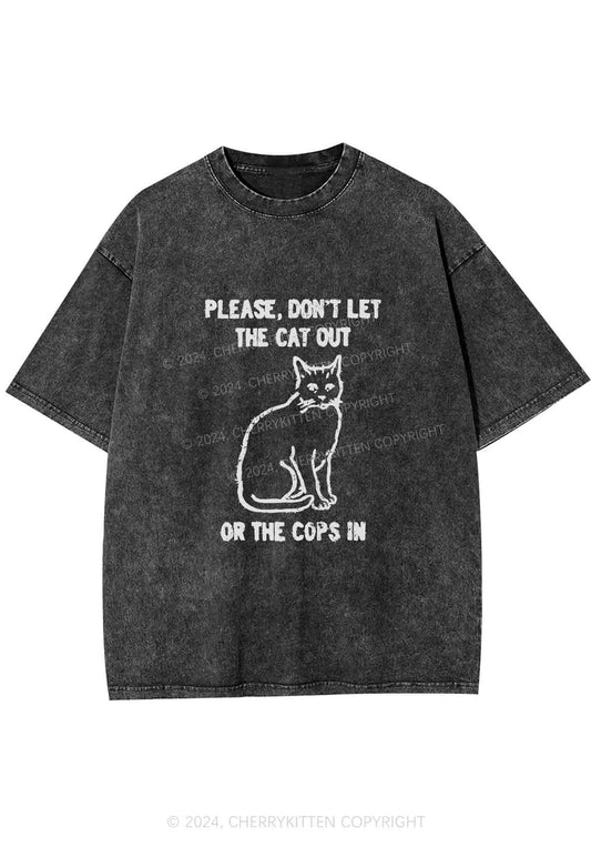 Don't Let The Cat Out Y2K Washed Tee Cherrykitten