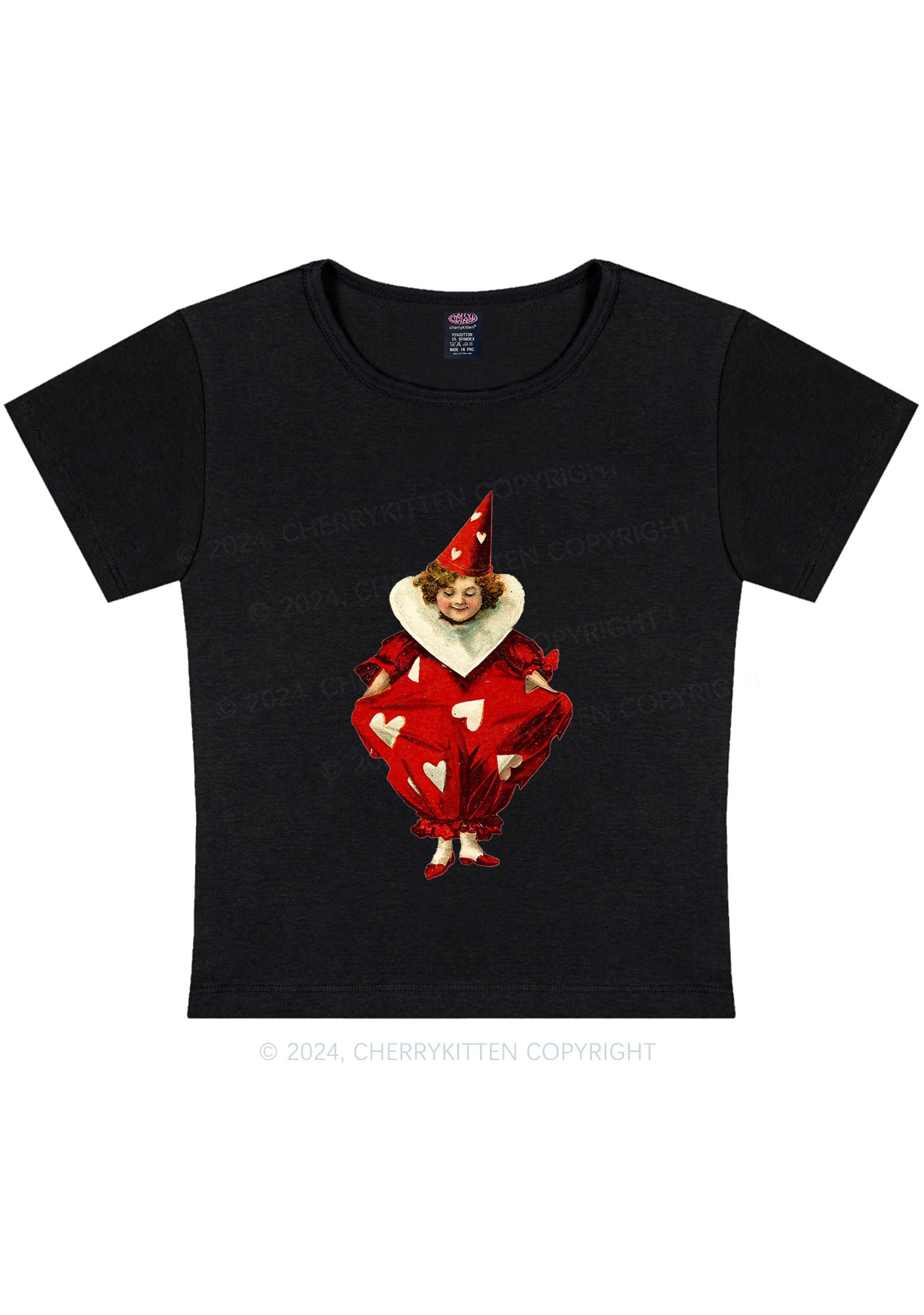 Heart Jester Y2K Valentine's Day Baby Tee Cherrykitten