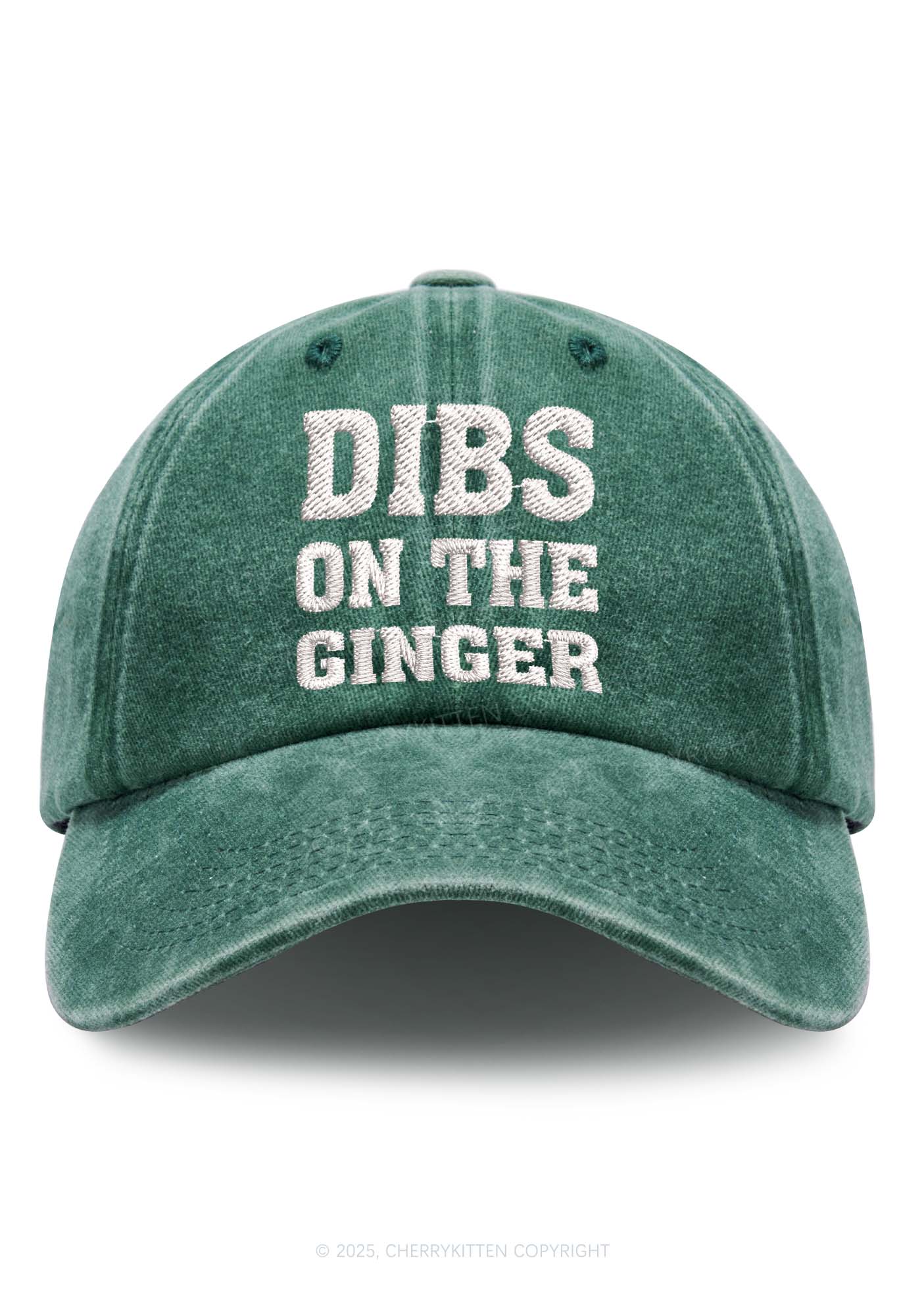 Embroidered Dibs On Ginger St Patricks Y2K Washed Baseball Cap Cherrykitten