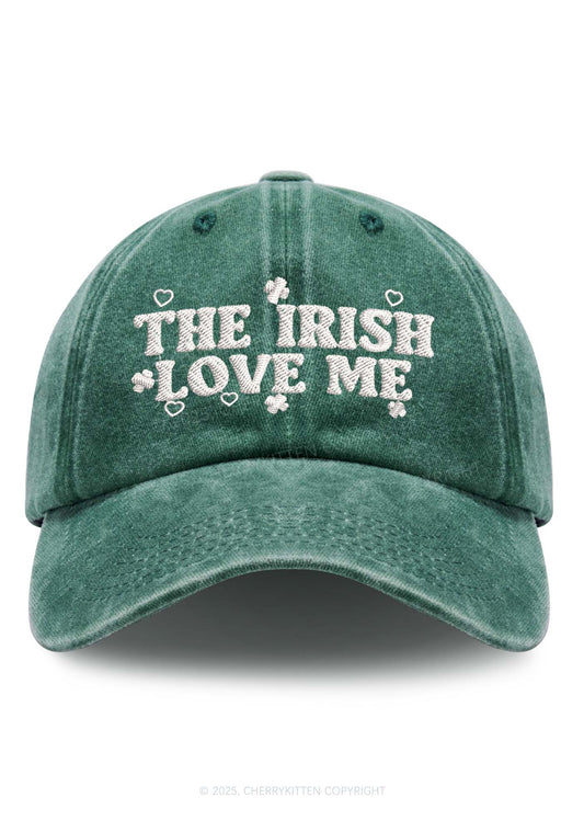 Embroidered Irish Love Me St Patricks Y2K Washed Baseball Cap Cherrykitten