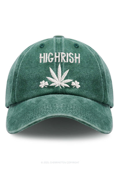 Embroidered Highrish St Patricks Y2K Washed Baseball Cap Cherrykitten