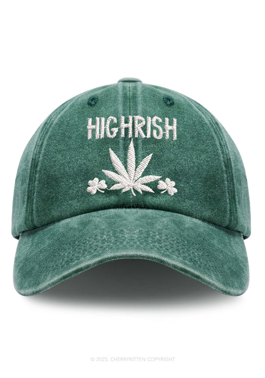 Embroidered Highrish St Patricks Y2K Washed Baseball Cap Cherrykitten