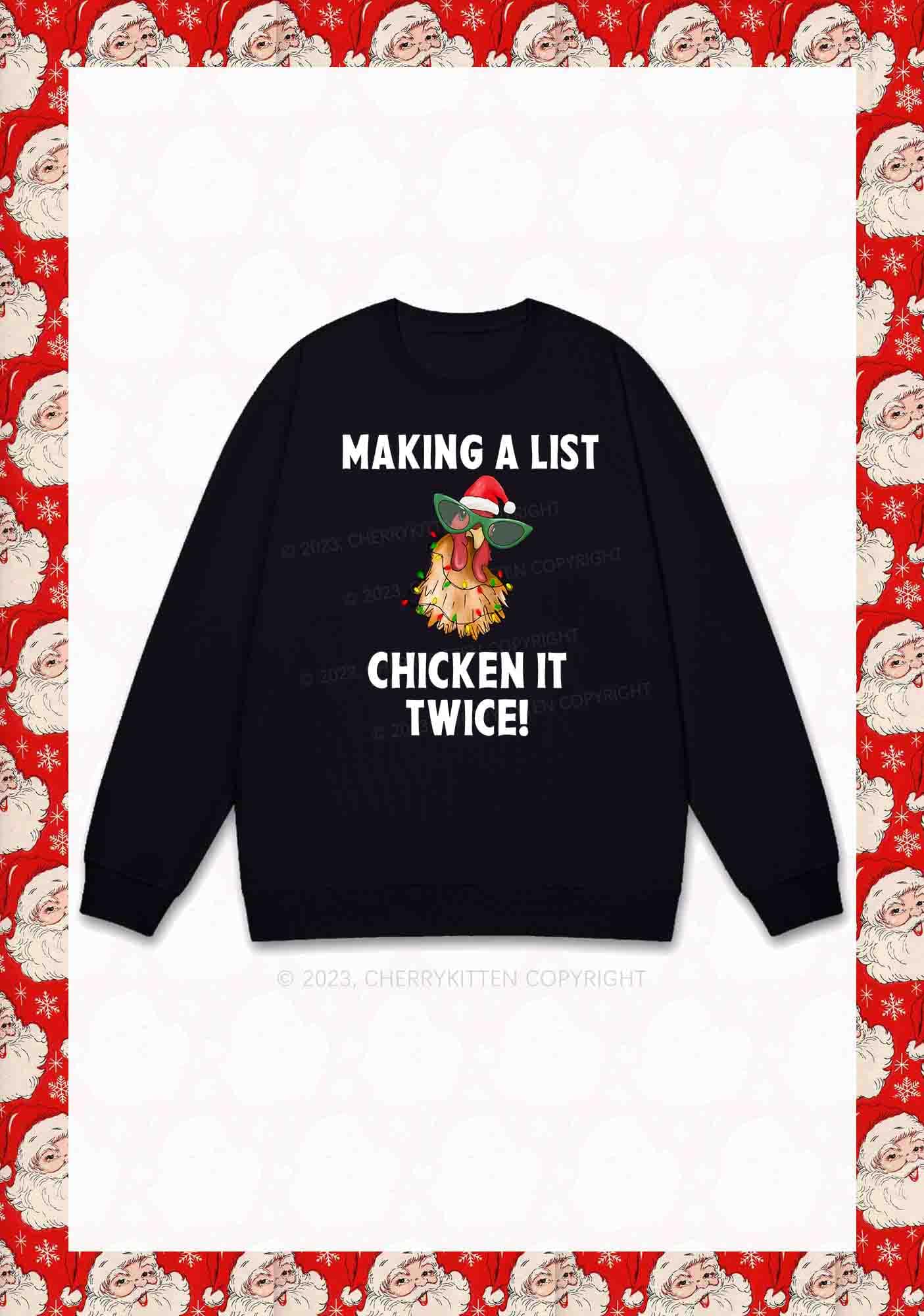 Chicken It Twice Christmas Y2K Sweatshirt Cherrykitten