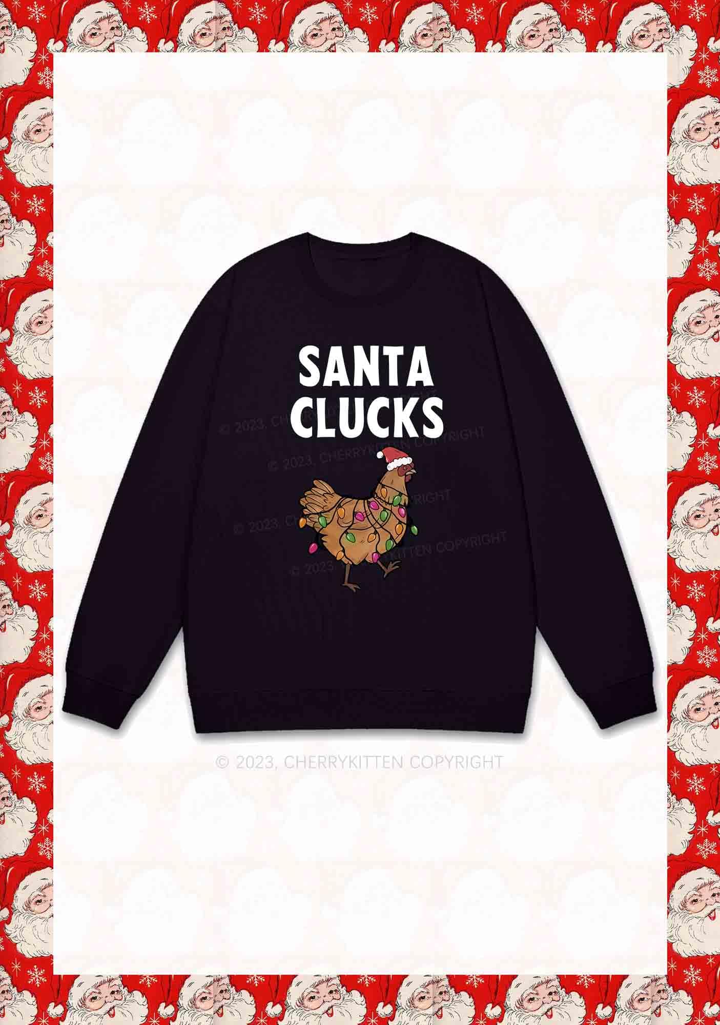 Santa Hat Clucks Christmas Y2K Sweatshirt Cherrykitten