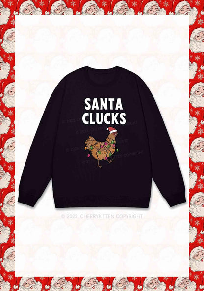 Santa Hat Clucks Christmas Y2K Sweatshirt Cherrykitten