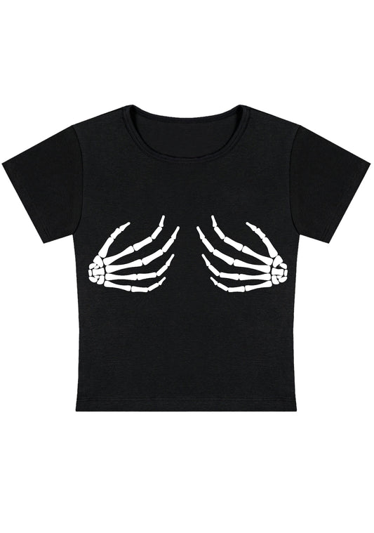 Skeleton Hands Y2K Baby Tee