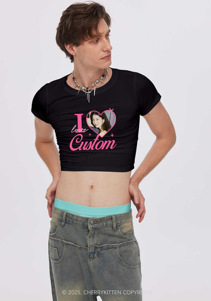 I Love Custom Photo Y2K Valentine's Day Baby Tee Cherrykitten