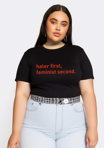 Curvy Hater First Feminist Second Baby Tee