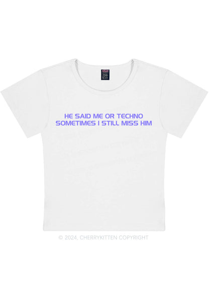 Me Or Techno Y2K Baby Tee Cherrykitten