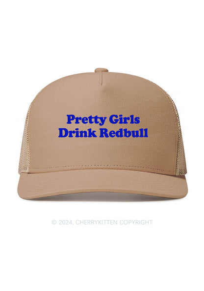 Pretty Girls Drink Redbull Y2K Trucker Mesh Hat Cherrykitten