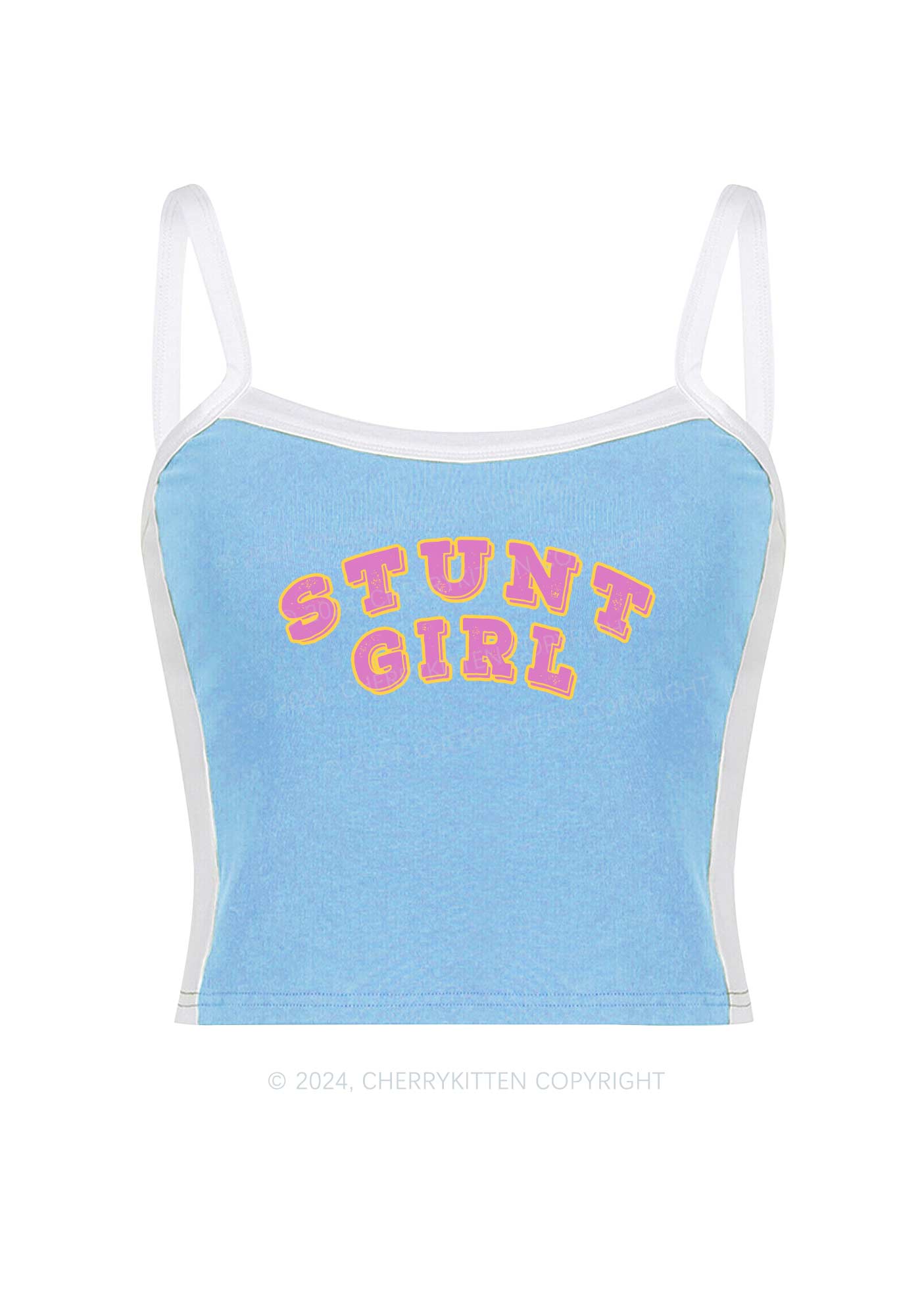 Stunt Girl Y2K Color Block Crop Cami Top Cherrykitten