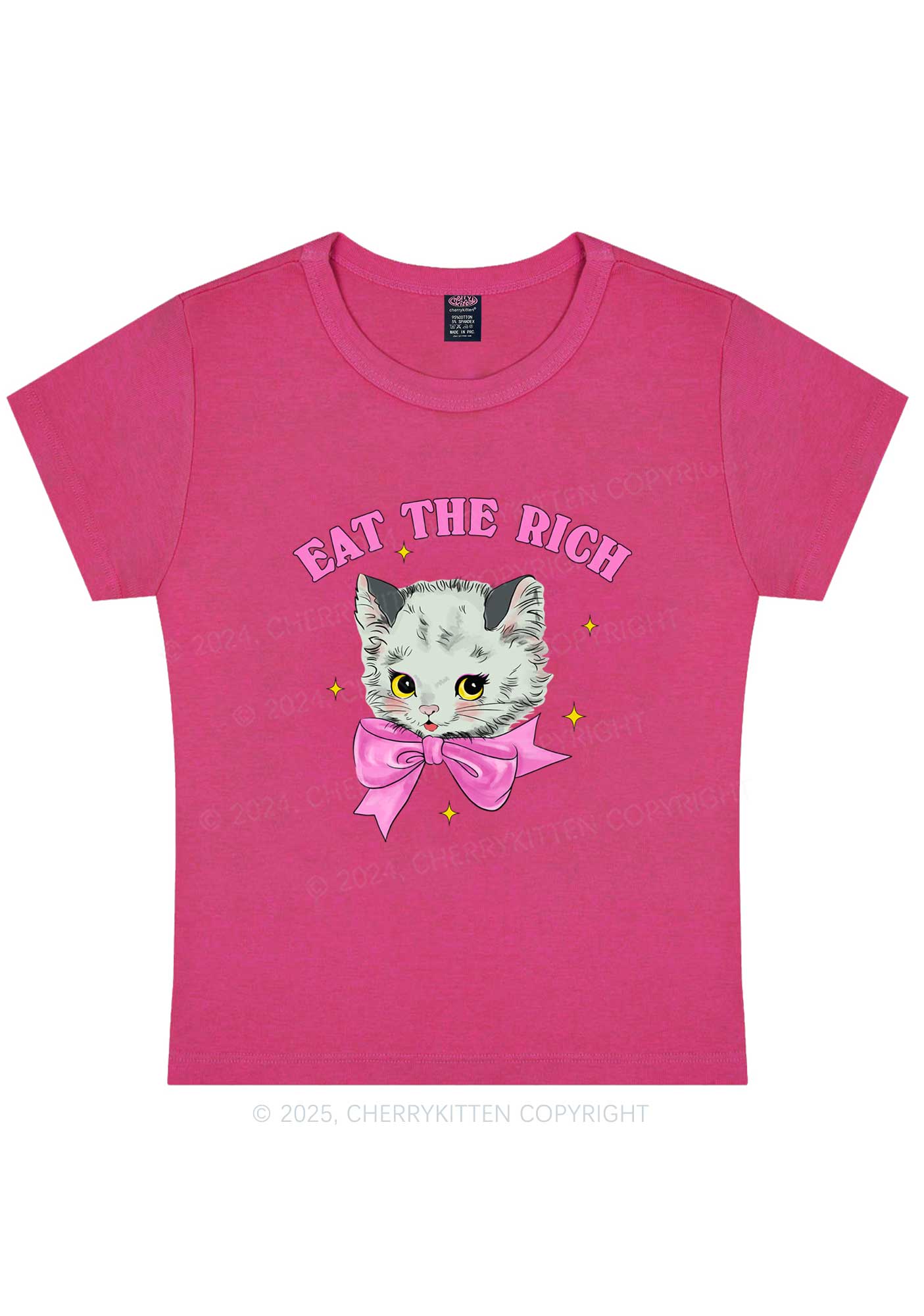 Eat Rich Cat Y2K Baby Tee Cherrykitten