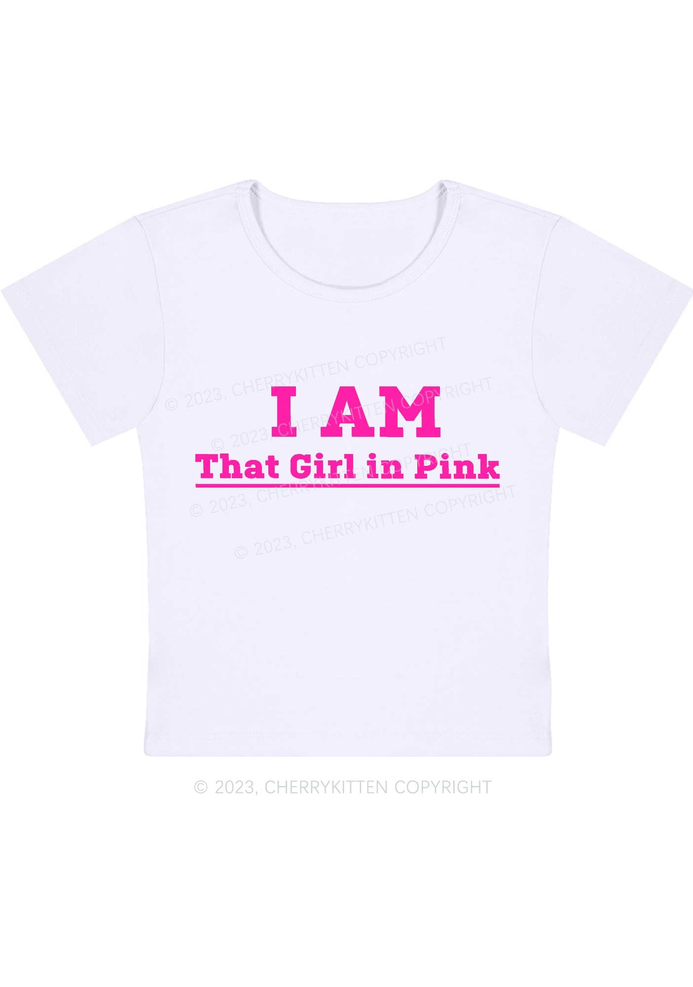 Curvy I Am That Girl In Pink Baby Tee Cherrykitten