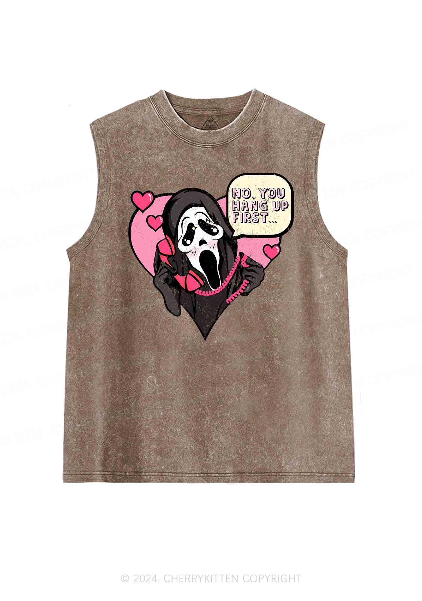 Halloween Skeleton Heart Y2K Washed Tank Cherrykitten