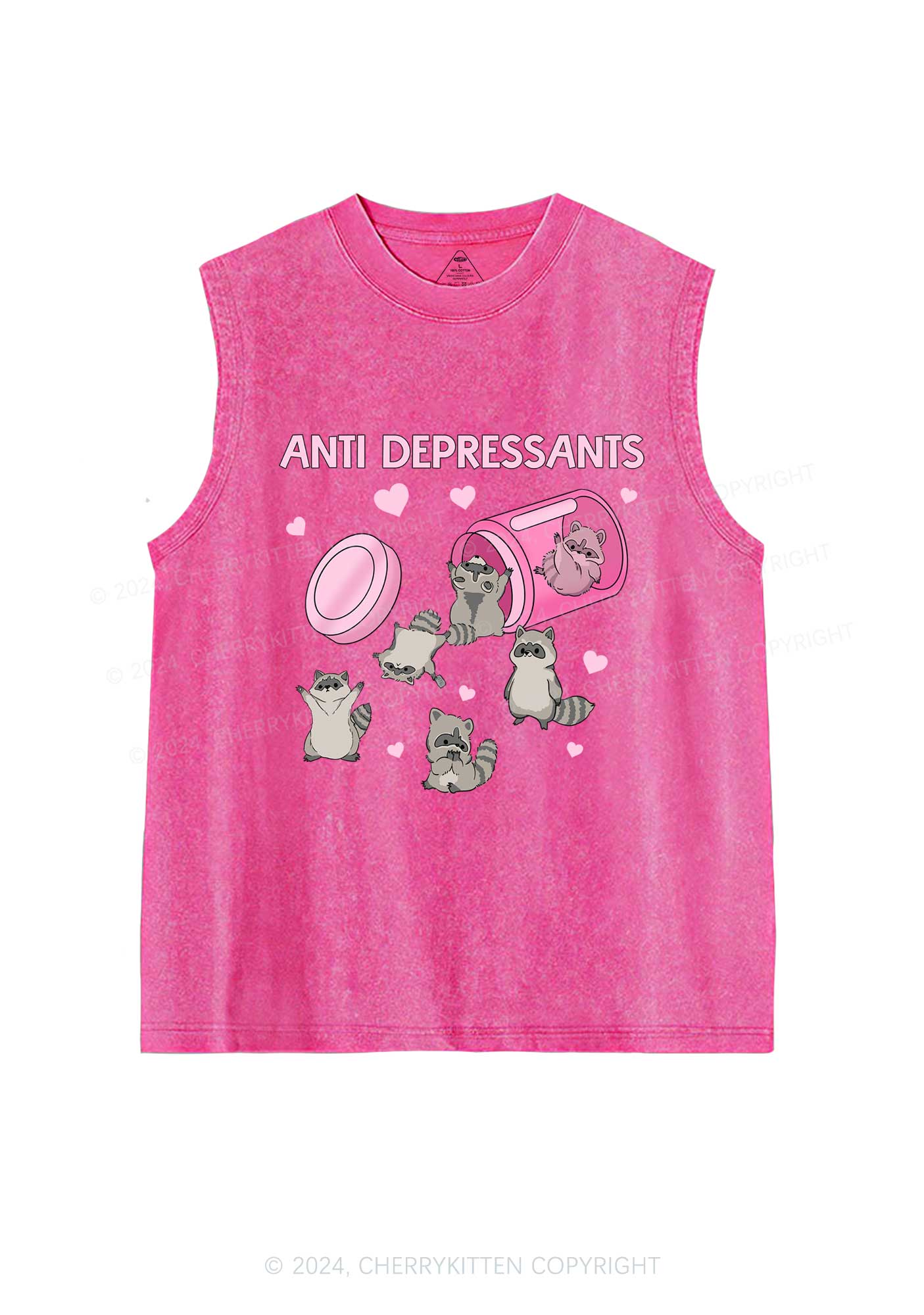 Anti Depressants Raccoon Y2K Washed Tank Cherrykitten