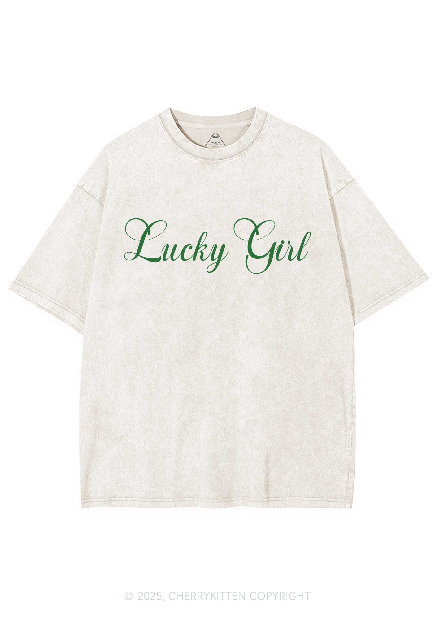 Lucky Girl St Patricks Y2K Washed Tee Cherrykitten