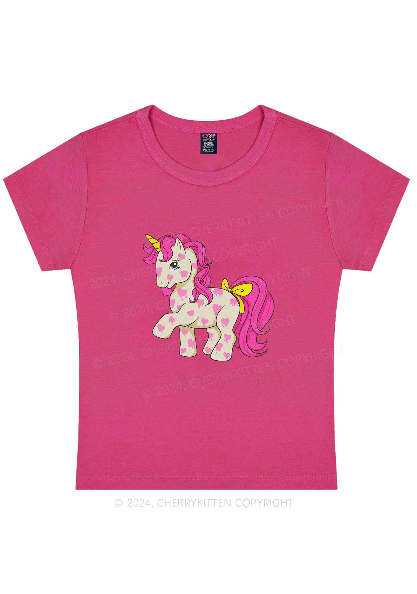 Pink Heart Unicorn Y2K Valentine's Day Baby Tee Cherrykitten