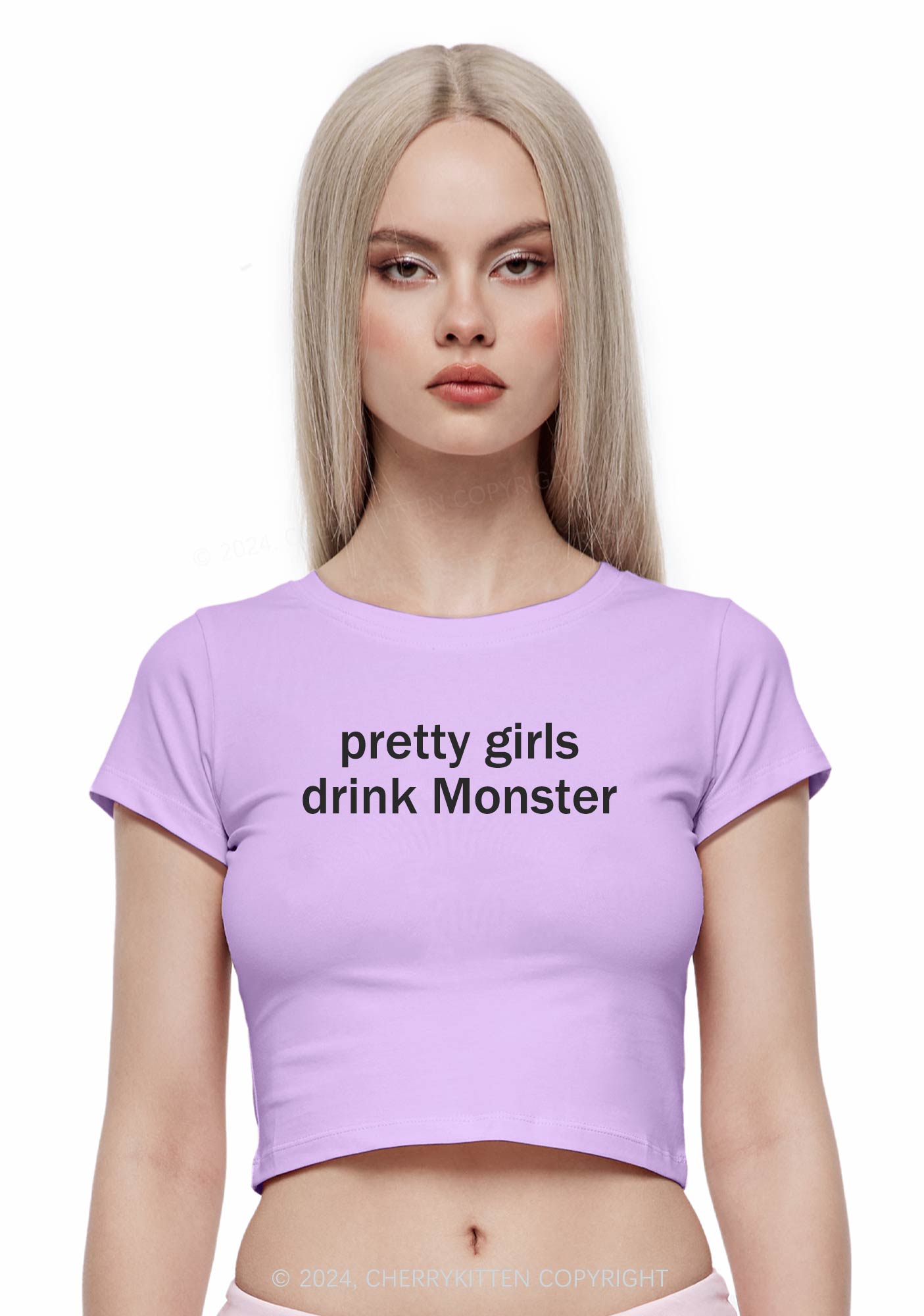 Pretty Girls Drink Monster Y2K Baby Tee Cherrykitten