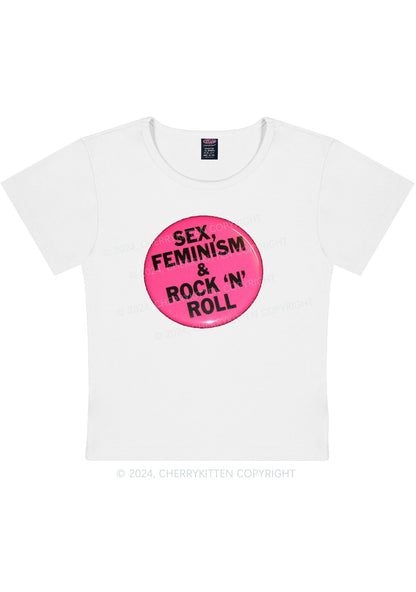 Feminism Rock N Roll Y2K Baby Tee Cherrykitten