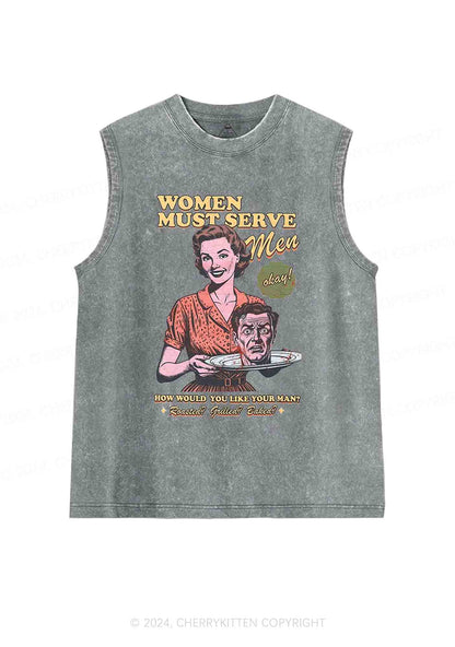 Women Serve Men Y2K Washed Tank Cherrykitten