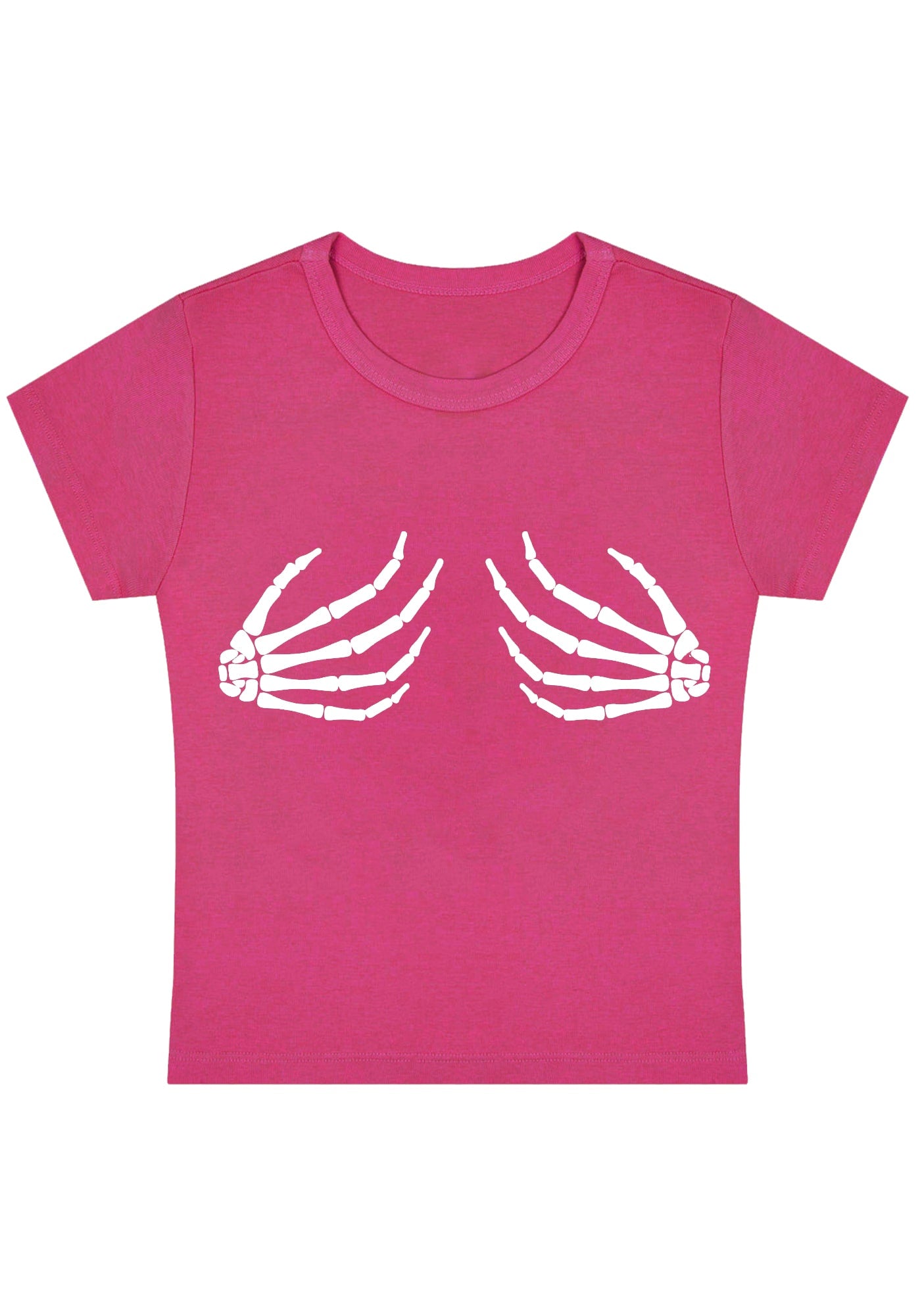 Skeleton Hands Y2K Baby Tee